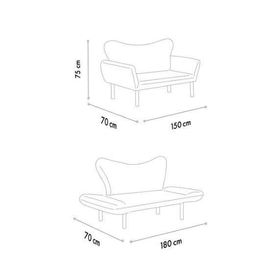 Atelier Del Sofa Chatto - Sofá-Cama de 2 Plazas Negro